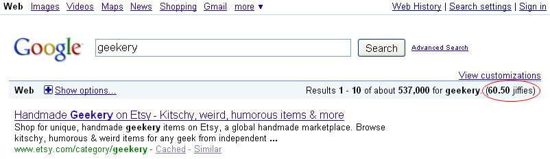 google_subtle_fun Fast search results