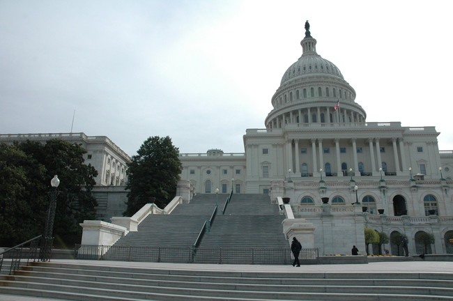 The Capitol is nearly devoid of tourists on this cold, hazy morning