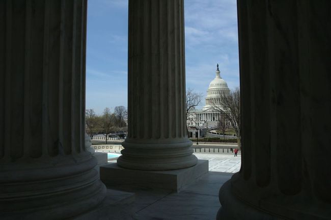 The view of the Capitol from the steps of the Supreme Court