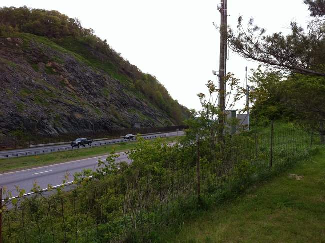 We sit here and eat lunch and watch the cars go by on I-64