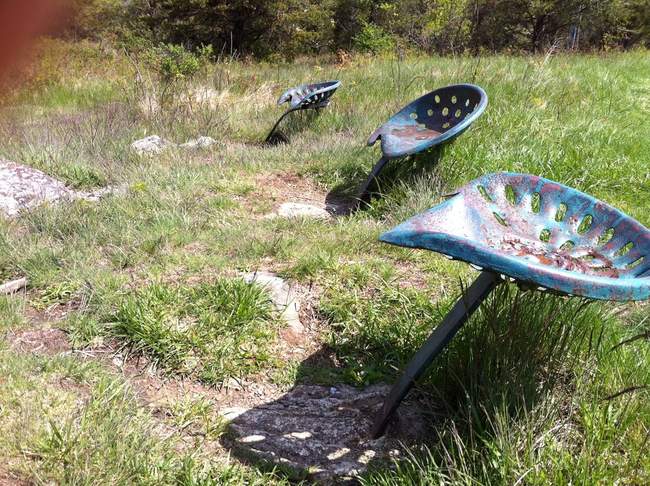 Closeup of the seats at the amphitheater