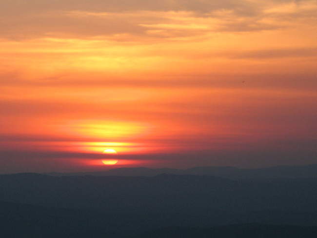 The day ends in a fiery sky