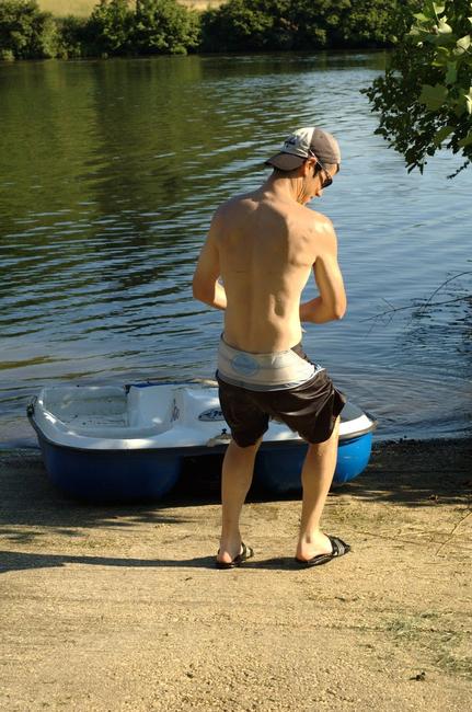 Phil inspects the peddle boat