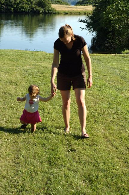 Layla is up and ready to walk with Mom