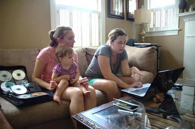 Kristin, Hilary, and Layla surf