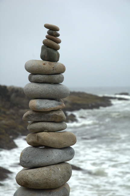 The top of the stack of rocks