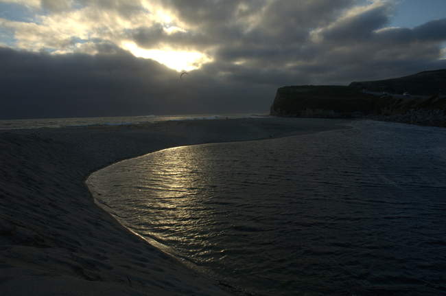 A wind sailer stays out for as long as possible in the high winds