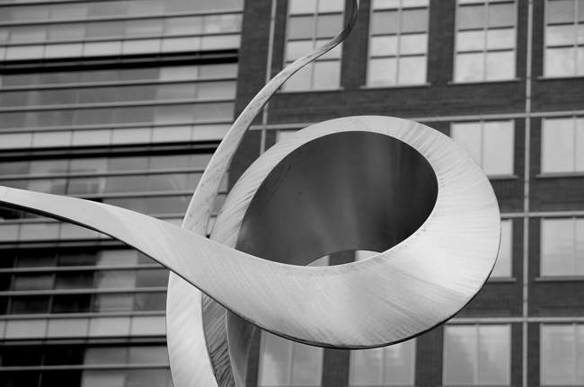 Another view of the sculpture on the southeast side of the park in Reston Town Center
