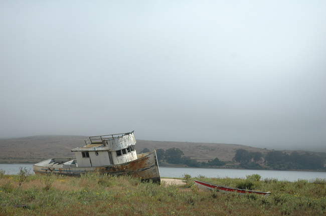 The boat embedded in the surf at Inverness