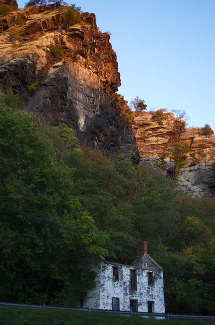 The sun sets over the town 