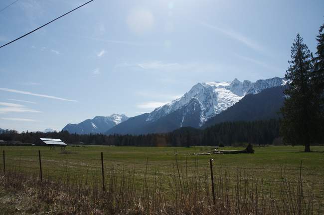 The view opens up from the side of the road, shortly after leaving Arlington