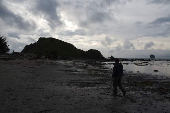 We walk towards the rocky outcropping at Sand Point We walk towards the rocky outcropping at Sand Point