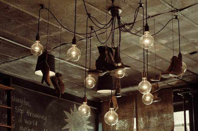 The Cup and Cork Club is back open, and with it the shoes hanging from the ceiling