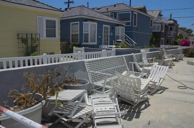 Disheveled side porch