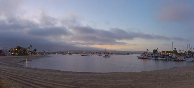 The bay lights up as we walk back to the hotel