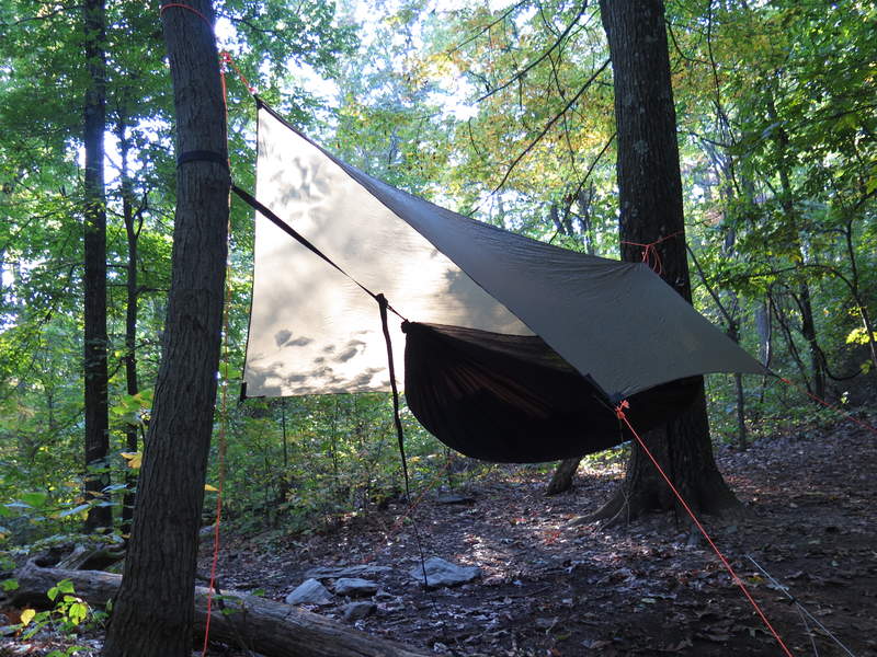 My hammock, set up for the night at Rocky Run