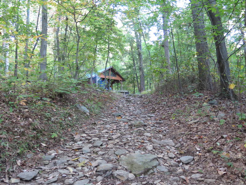 Rocky Run Shelter from the spring side trail