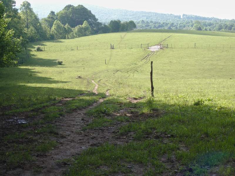 The start of the .8-mile path through the farm